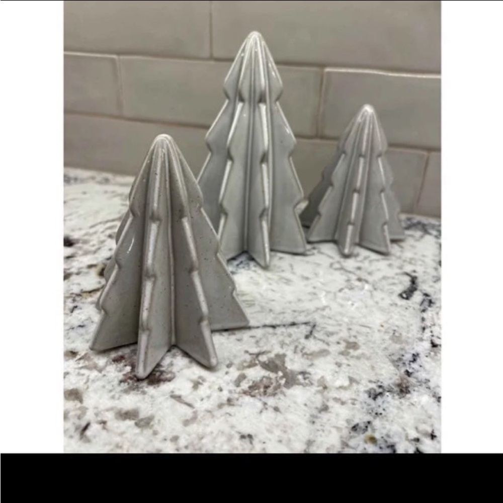 3 Ceramic Decorative Trees in Cream-Threshold